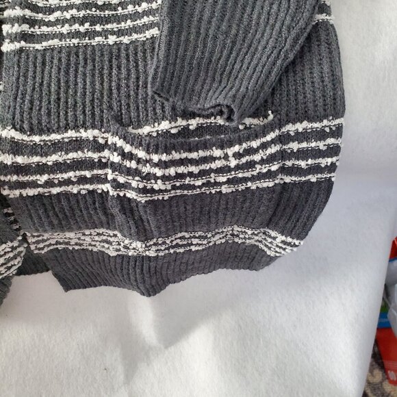 Pink Clover Quad Striped Knit Open Front Cardigan w/ Pockets Grey Size M New - Picture 6 of 11